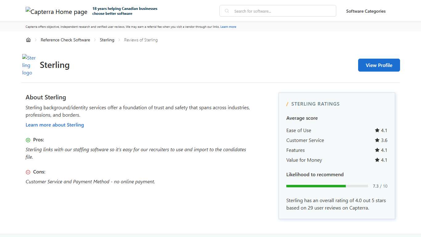 Sterling Reviews from Verified Users - Capterra Canada 2026
